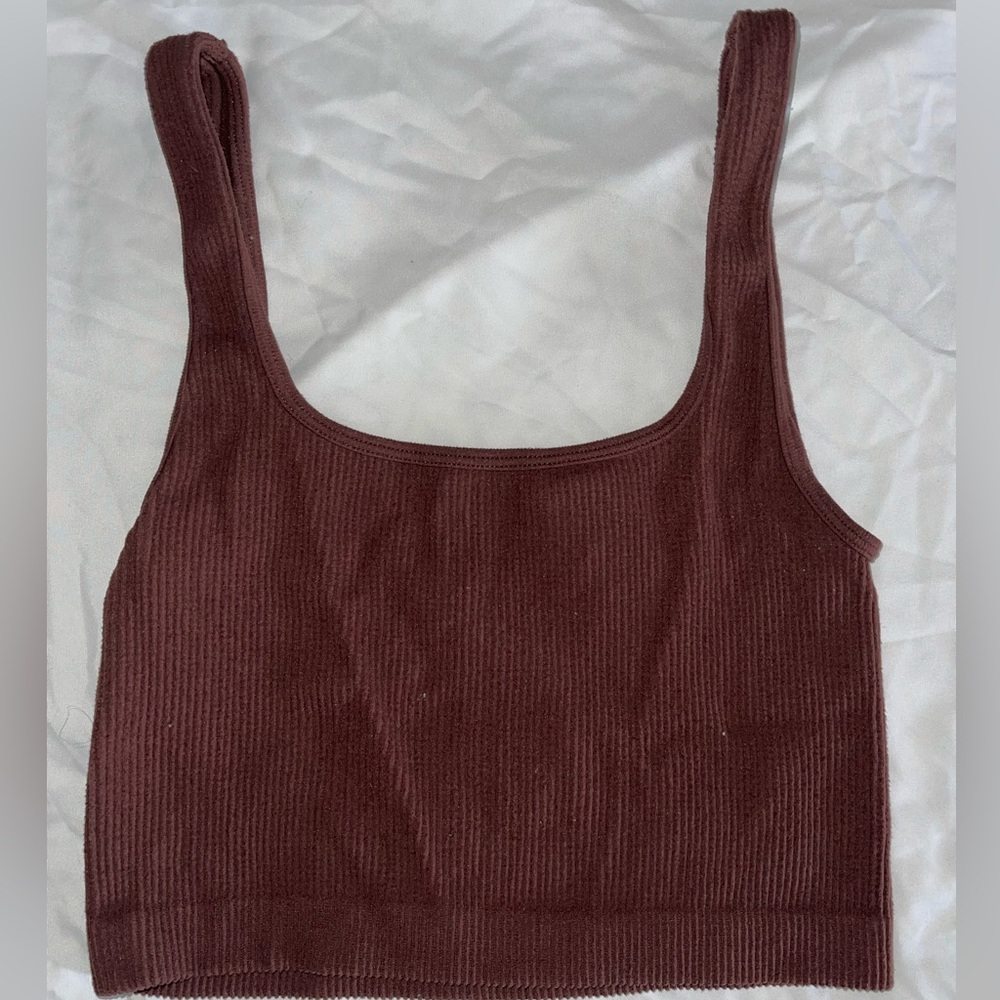 Zara Ribbed Chocolate Brown Tank Top